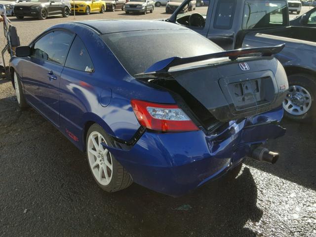 2HGFG21567H710622 - 2007 HONDA CIVIC SI BLUE photo 3