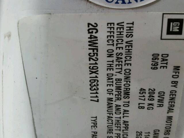 2G4WF5219X1633117 - 1999 BUICK REGAL GS WHITE photo 10