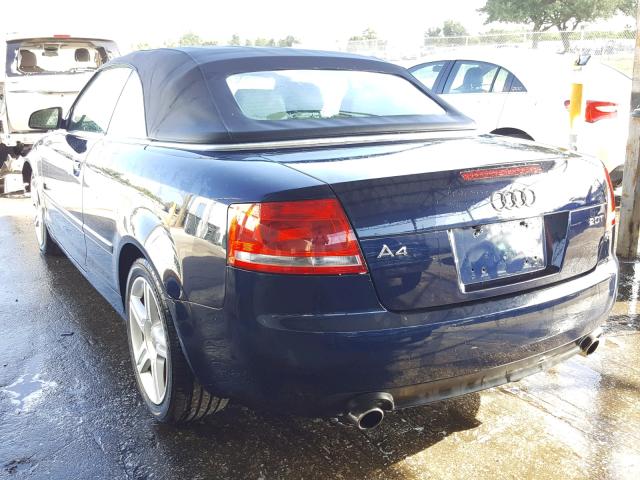 WAUAF48H57K019661 - 2007 AUDI A4 2.0T CA BLUE photo 3