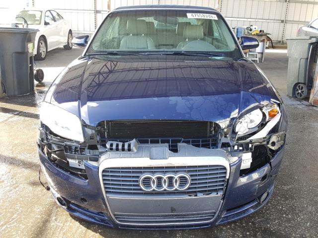 WAUAF48H57K019661 - 2007 AUDI A4 2.0T CA BLUE photo 9