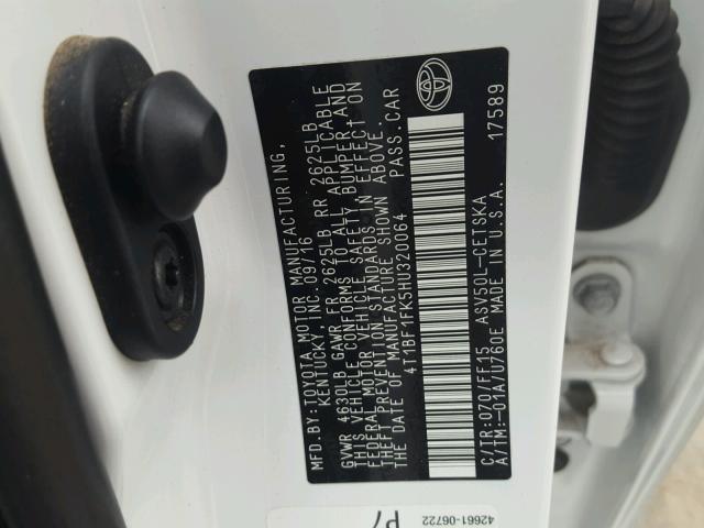 4T1BF1FK5HU320064 - 2017 TOYOTA CAMRY LE თეთრი ფოტო 10