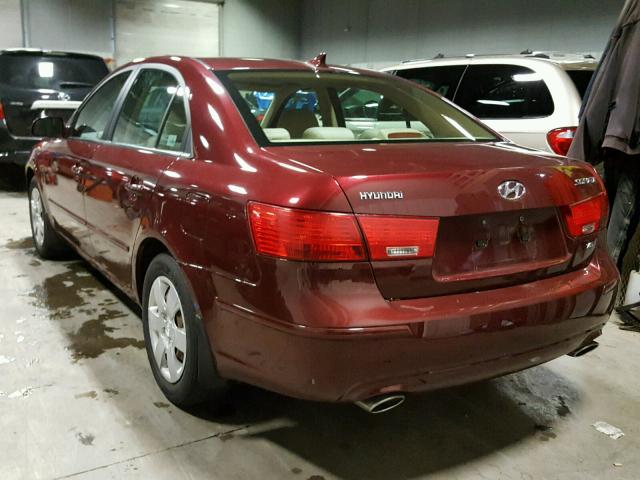 5NPET46F99H562625 - 2009 HYUNDAI SONATA GLS MAROON photo 3