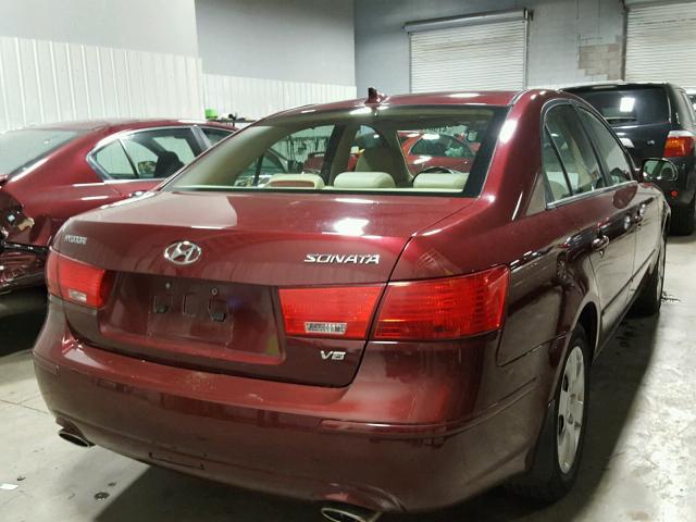 5NPET46F99H562625 - 2009 HYUNDAI SONATA GLS MAROON photo 4