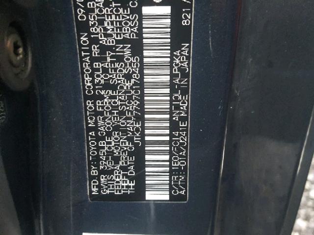 JTKDE177970178455 - 2007 TOYOTA SCION TC 灰色 照片 10