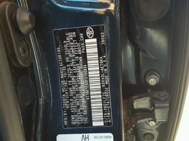 4T1BK1EB9FU190834 - 2015 TOYOTA AVALON XLE CHARCOAL photo 10