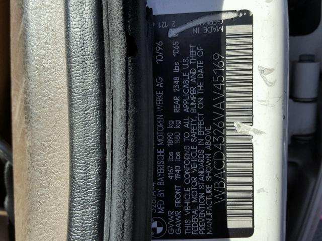WBACD4326VAV45169 - 1997 BMW 328 I AUTO WHITE photo 10