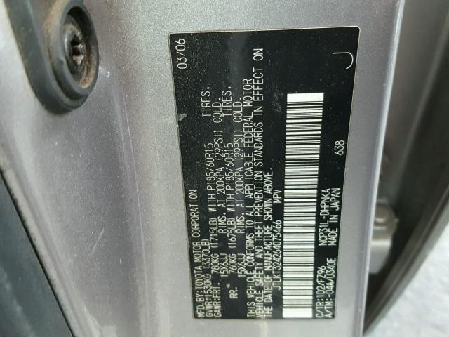 JTLKT324264075466 - 2006 TOYOTA SCION XB SILVER photo 10