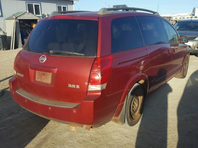 5N1BV28U86N108516 - 2006 NISSAN QUEST S RED photo 4