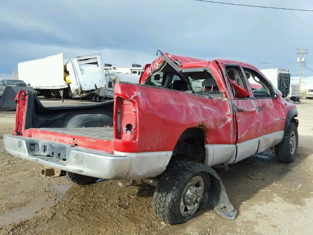 3D7KU28C14G203655 - 2004 DODGE RAM 2500 S RED photo 4