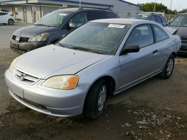 1HGEM22511L029149 - 2001 HONDA CIVIC LX SILVER photo 2