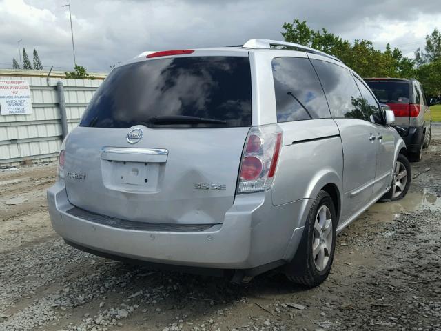 5N1BV28U28N113911 - 2008 NISSAN QUEST S SILVER photo 4