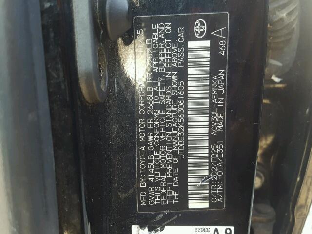 JTDBE32K563061605 - 2006 TOYOTA CAMRY LE 黑色 照片 10