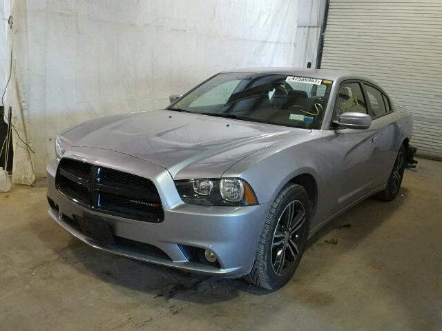 2C3CDXJG4EH335145 - 2014 DODGE CHARGER SX GRAY photo 2