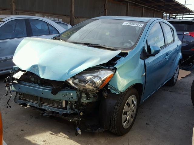 JTDKDTB35E1078703 - 2014 TOYOTA PRIUS C TEAL photo 2