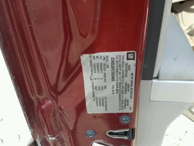 2CNDL63F276034868 - 2007 CHEVROLET EQUINOX LT MAROON photo 10