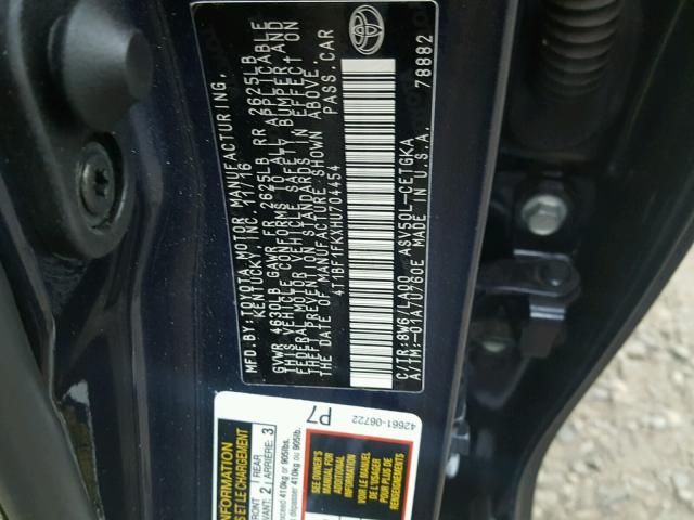 4T1BF1FKXHU704454 - 2017 TOYOTA CAMRY LE ლურჯი ფოტო 10