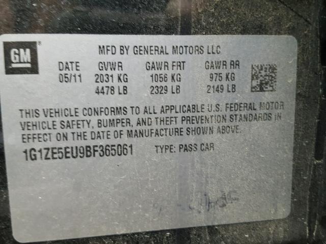1G1ZE5EU9BF365061 - 2011 CHEVROLET MALIBU LTZ 黑色 照片 10