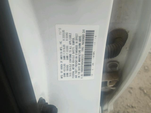 1HGCR2F85EA083312 - 2014 HONDA ACCORD EXL WHITE photo 10