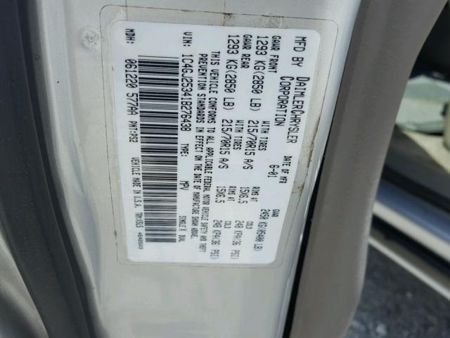 1C4GJ25341B276438 - 2001 CHRYSLER VOYAGER SILVER photo 10