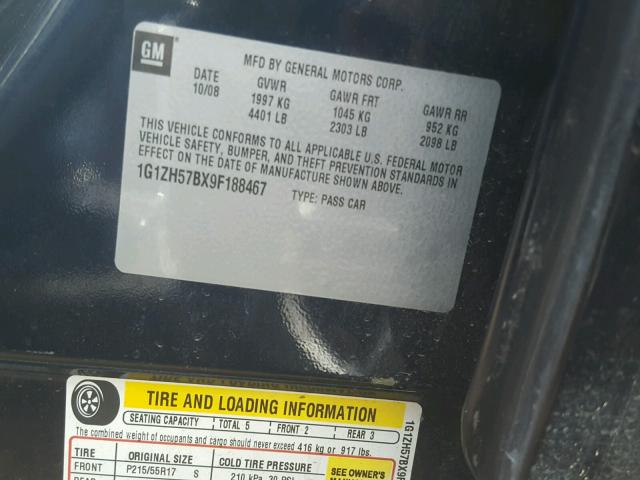 1G1ZH57BX9F188467 - 2009 CHEVROLET MALIBU 1LT BLUE photo 10