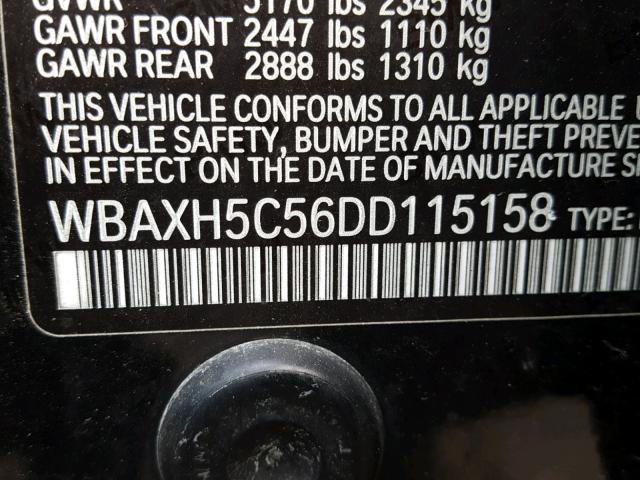 WBAXH5C56DD115158 - 2013 BMW 528 XI BLACK photo 10