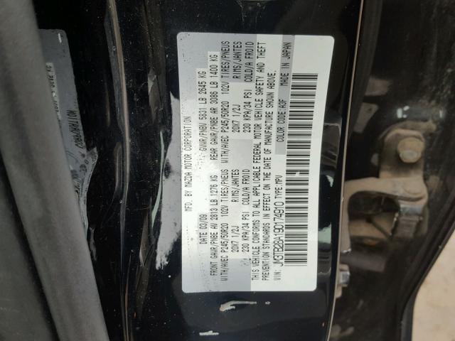 JM3TB28A190174910 - 2009 MAZDA CX-9 BLACK photo 10