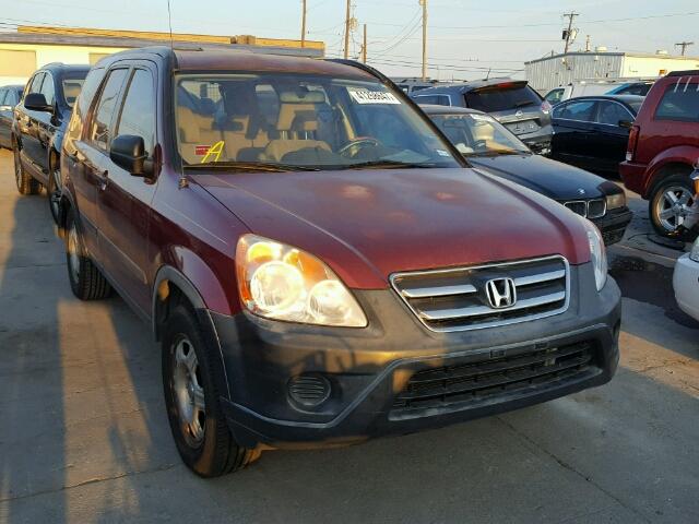 JHLRD68555C012801 - 2005 HONDA CR-V LX MAROON photo 1