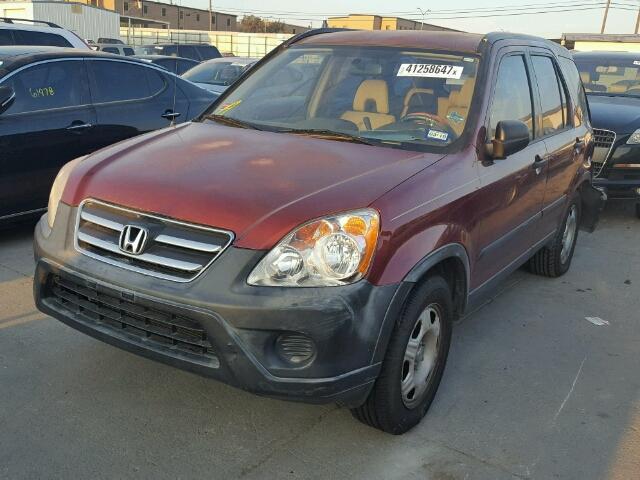 JHLRD68555C012801 - 2005 HONDA CR-V LX MAROON photo 2