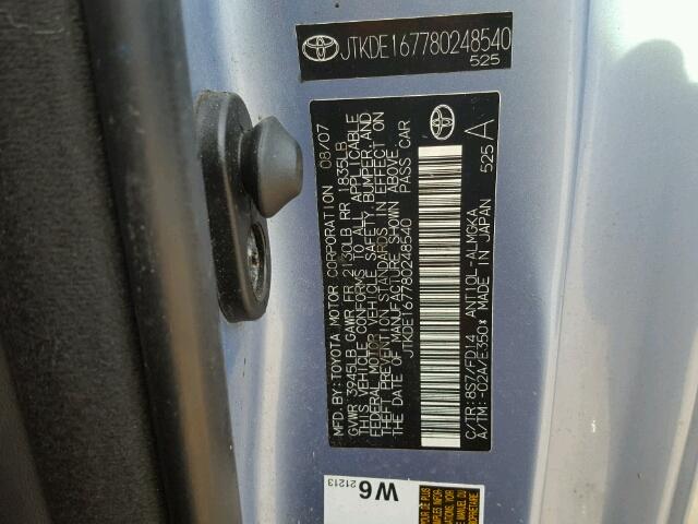 JTKDE167780248540 - 2008 TOYOTA SCION TC 蓝色 照片 10