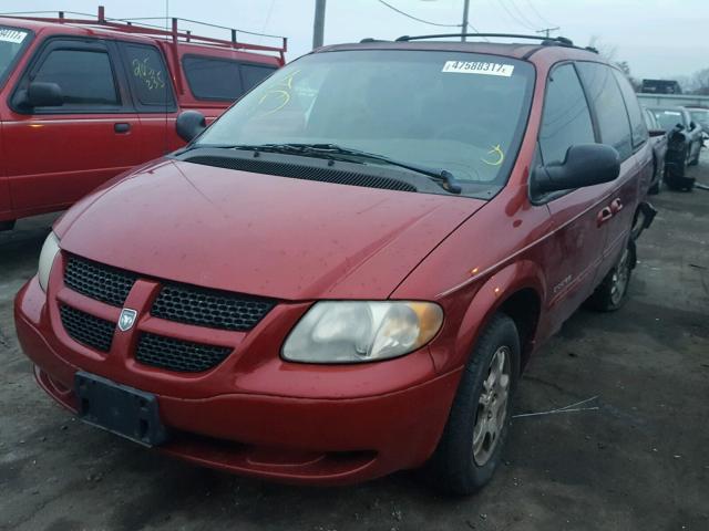 2B4GP74L21R280600 - 2001 DODGE GRAND CARA MAROON photo 2