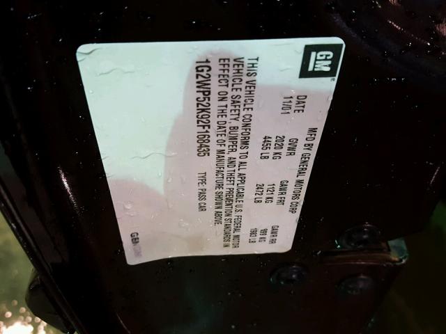 1G2WP52K92F168435 - 2002 PONTIAC GRAND PRIX MAROON photo 10