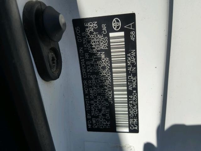 JTKDE177560079209 - 2006 TOYOTA SCION TC 白色 照片 10