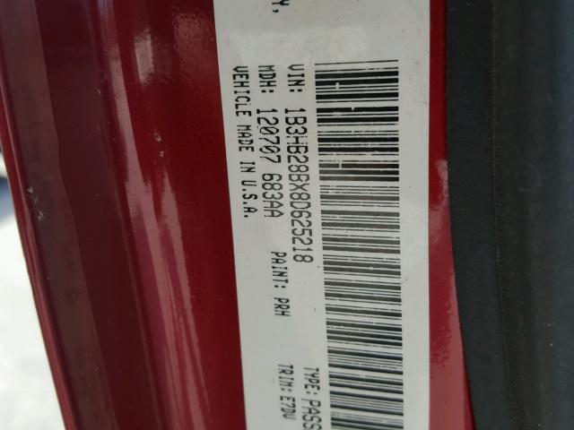 1B3HB28BX8D625218 - 2008 DODGE CALIBER RED photo 10