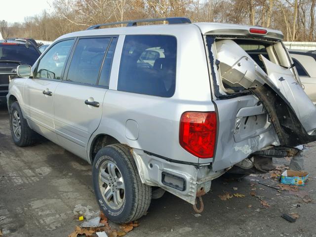 2HKYF18594H502442 - 2004 HONDA PILOT EXL SILVER photo 3