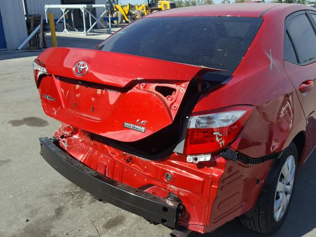 2T1BURHE9FC295695 - 2015 TOYOTA COROLLA L RED photo 9