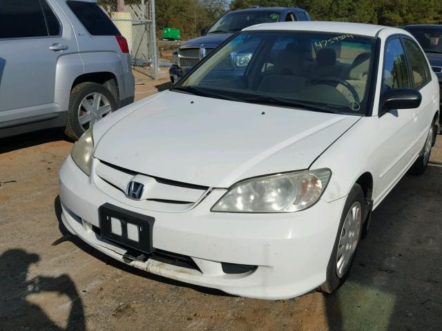 1HGES16505L020815 - 2005 HONDA CIVIC LX WHITE photo 2