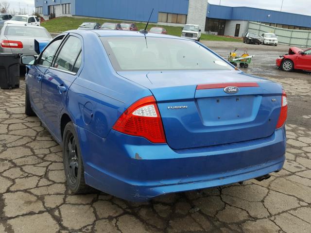 3FAHP0HA4BR322855 - 2011 FORD FUSION SE BLUE photo 3