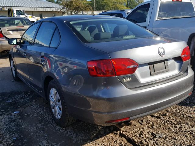 3VW2K7AJ2CM320759 - 2012 VOLKSWAGEN JETTA BASE GRAY photo 3