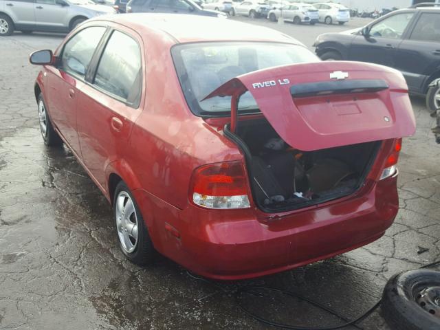 KL1TD52635B432343 - 2005 CHEVROLET AVEO BASE Бордовый фото 3