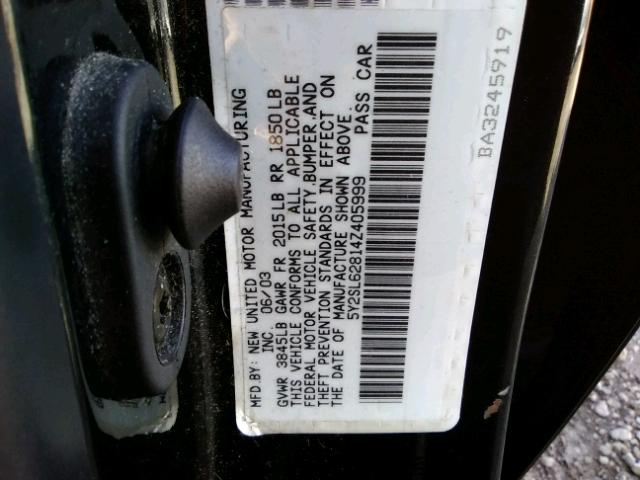 5Y2SL62814Z405999 - 2004 PONTIAC VIBE BLACK photo 10