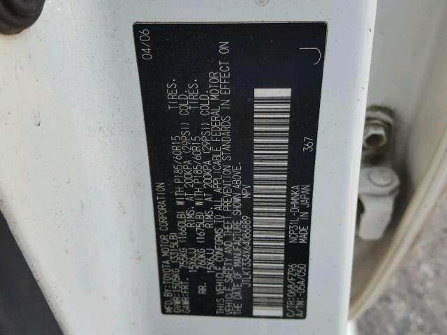 JTLKT334X64086889 - 2006 TOYOTA SCION XB Blanco foto 10