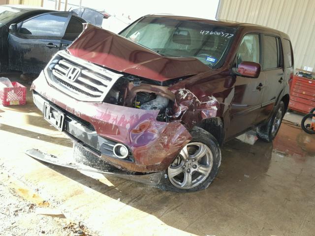 5FNYF3H65EB014979 - 2014 HONDA PILOT EXL MAROON photo 2