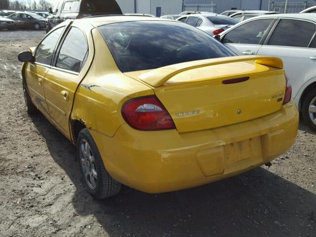 1B3ES56C44D604844 - 2004 DODGE NEON SXT YELLOW photo 3