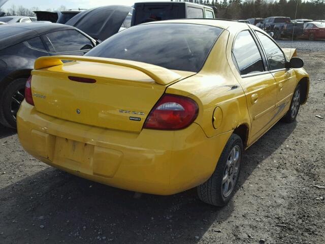 1B3ES56C44D604844 - 2004 DODGE NEON SXT YELLOW photo 4