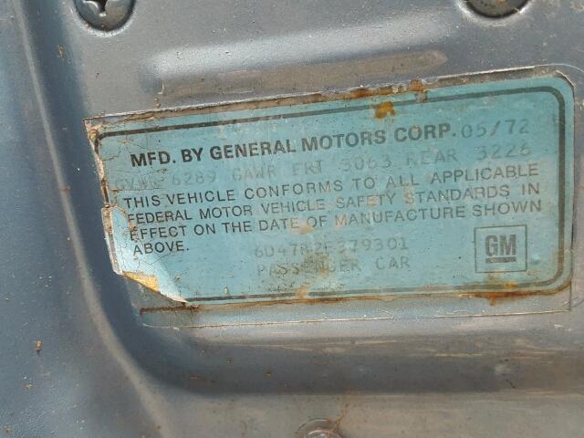 6D47R2E379301 - 1972 CADILLAC DEVILLE BLUE photo 10