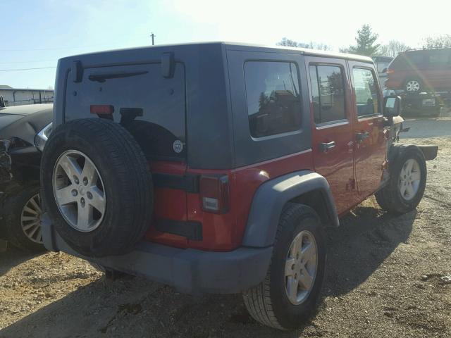 1J4GB39108L565214 - 2008 JEEP WRANGLER U RED photo 4