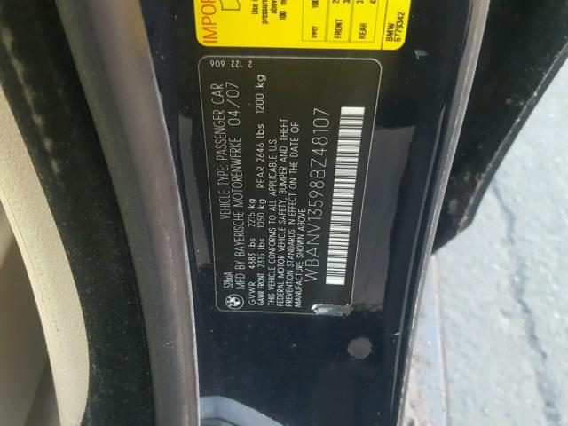 WBANV13598BZ48107 - 2008 BMW 528 XI BLACK photo 10