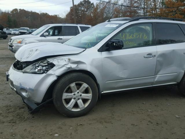 JN8AZ08W67W631849 - 2007 NISSAN MURANO SL SILVER photo 9