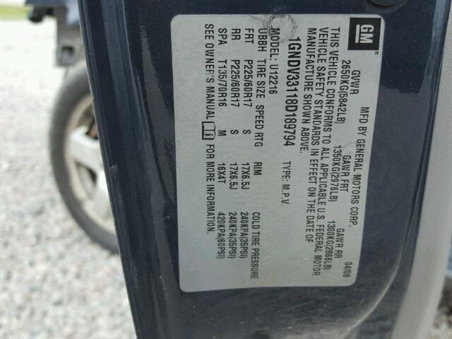 1GNDV33118D189794 - 2008 CHEVROLET UPLANDER L 黑色 照片 10