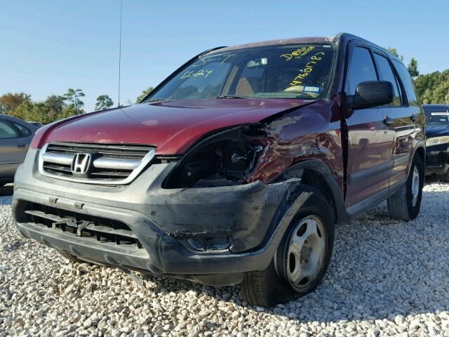 JHLRD684X3C011258 - 2003 HONDA CR-V LX BURGUNDY photo 2